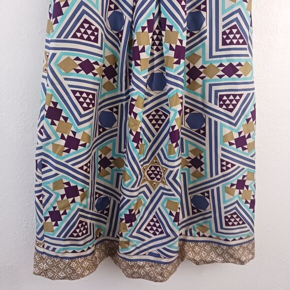Nicole Miller Collection Multi-Color Geometric Print Silk Strapless Dress size 4 - Picture 3 of 5